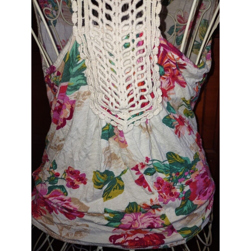 Sz M Lightweight Pretty Floral Crop Top Tank With Tie Knot Waist
